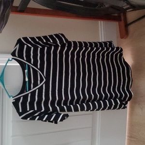 Zenana Large black shirt with white stripes